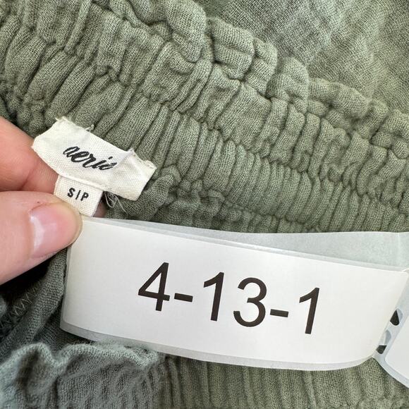 Aerie Pants Womens Small Green Wide Leg Pool To Party Gauzy Cotton Coastal - Picture 6 of 11